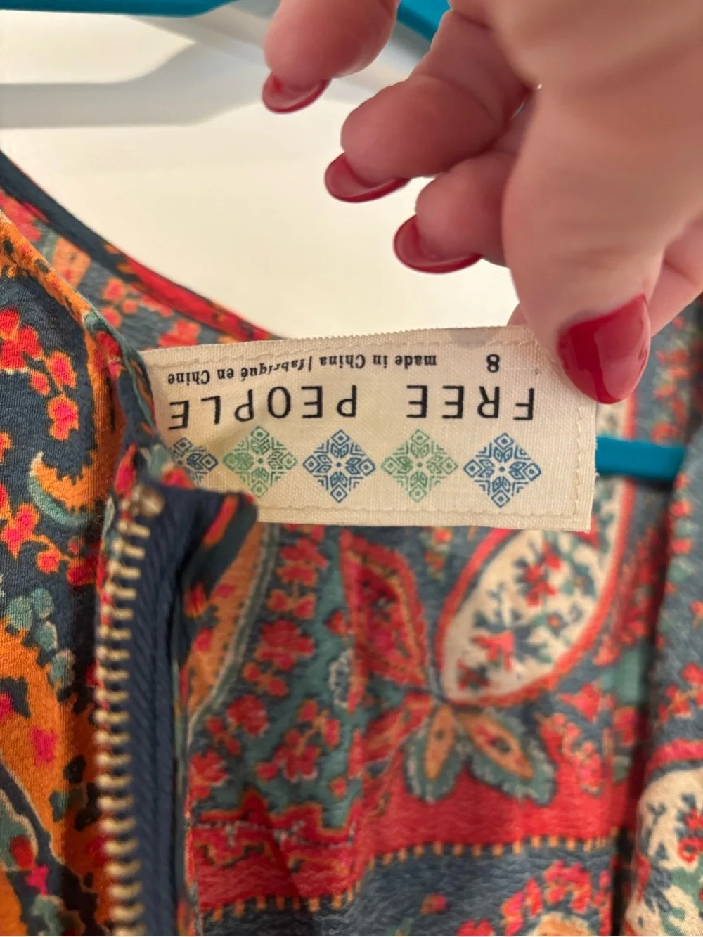 Free People Paisley Boho Sleeveless Mini Dress Size 8